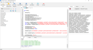 ZenoTest desktop application showing test project with script editor and UI element tree